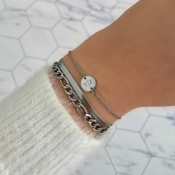 Finaste 2 initialen armband klein muntje Outlet