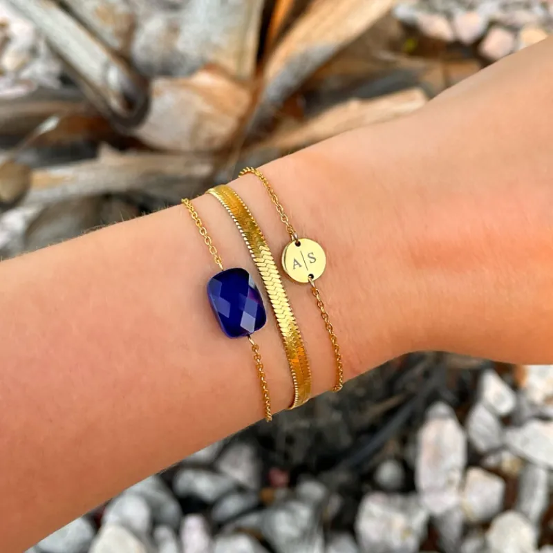 Finaste 2 initialen armband klein muntje goud kleurig Best