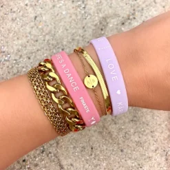 Finaste 2 initialen armband klein muntje goud kleurig Best