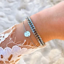 Finaste 2 initialen armband klein muntje Outlet