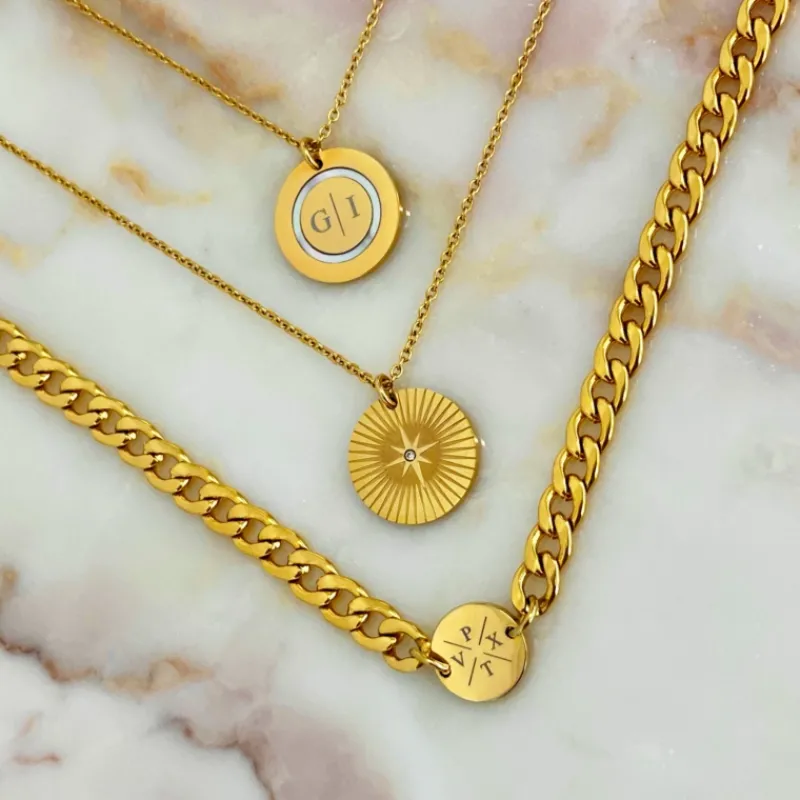 Finaste Ketting 2 initials luxury kleur goud Sale