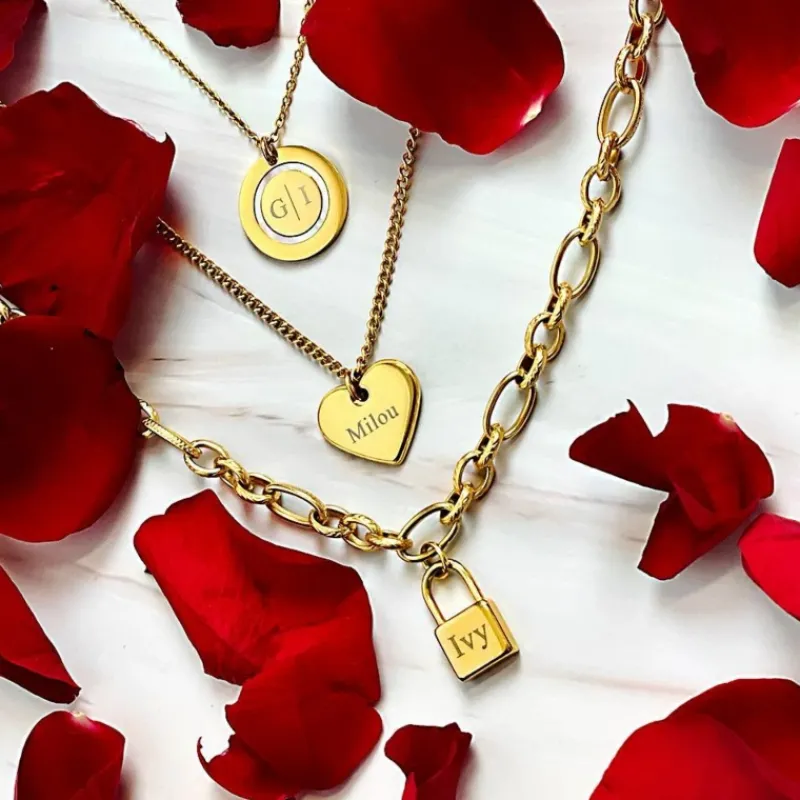 Finaste Ketting 2 initials luxury kleur goud Sale