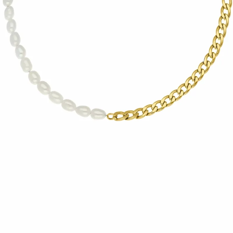 Finaste Ketting Chain & Pearl goud kleurig Best
