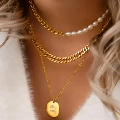 Finaste Ketting Chain & Pearl goud kleurig Best