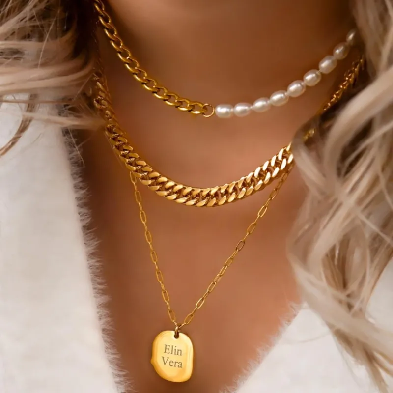 Finaste Ketting Chain & Pearl goud kleurig Best