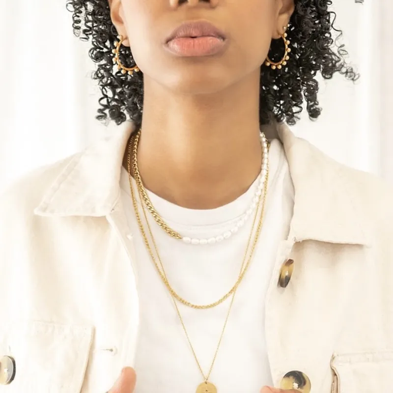 Finaste Ketting Chain & Pearl goud kleurig Best
