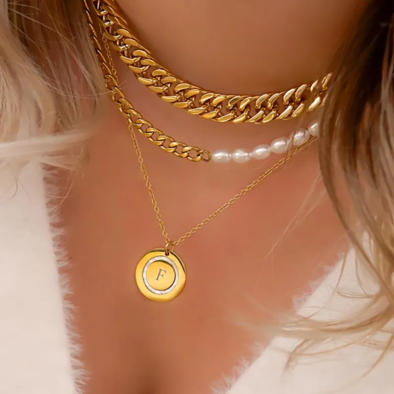 Finaste Ketting Chain & Pearl goud kleurig Best