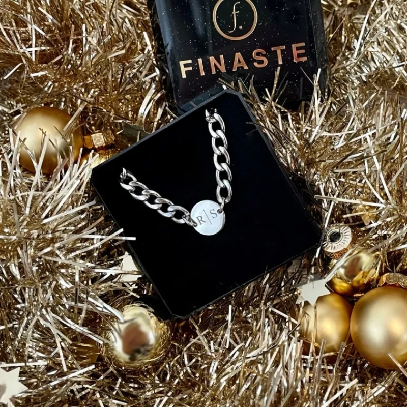 Finaste Ketting chunky 2 initials kleur zilver New