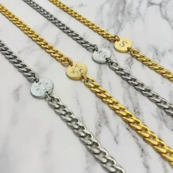 Finaste Ketting chunky 2 initials kleur zilver New