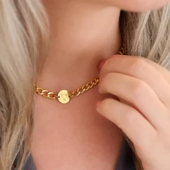 Finaste Ketting chunky 3 initials goud kleurig Best