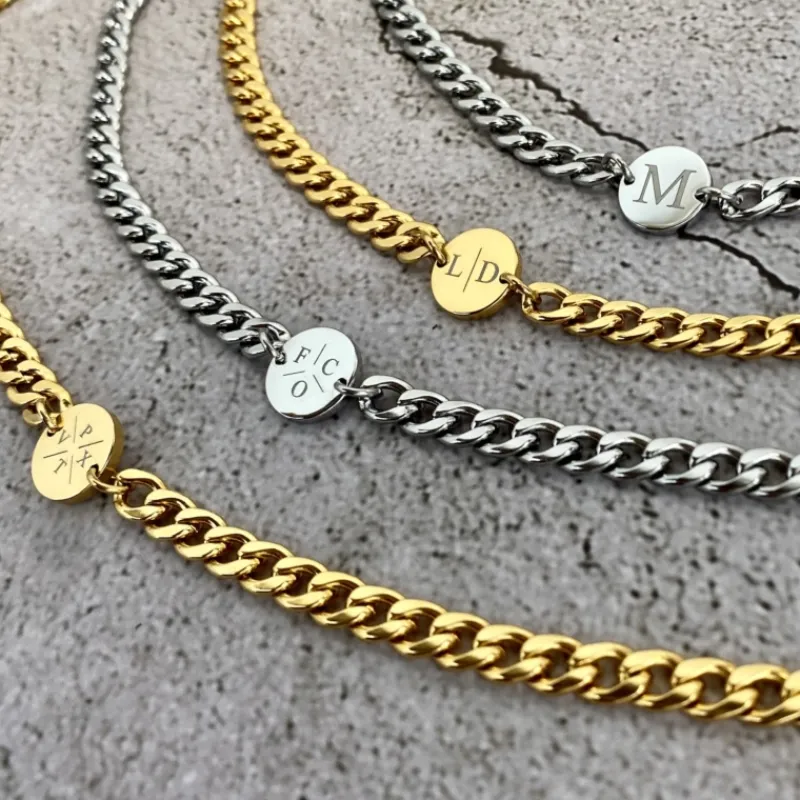 Finaste Ketting chunky 4 initials kleur goud Fashion