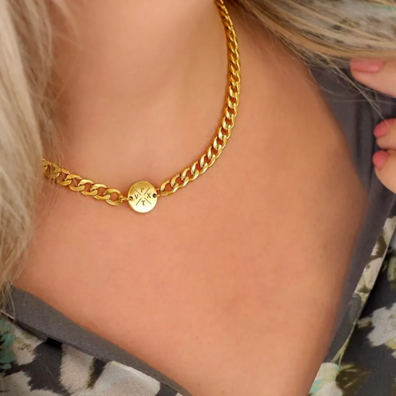 Finaste Ketting chunky 4 initials kleur goud Fashion