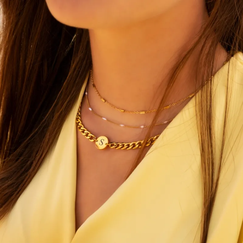 Finaste Ketting chunky initial goud kleurig Online