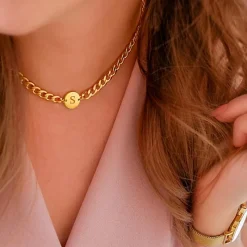 Finaste Ketting chunky initial goud kleurig Online