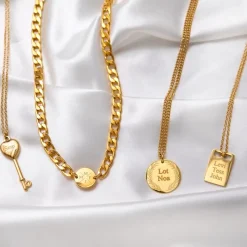 Finaste Ketting graveerbare munt goud kleurig New