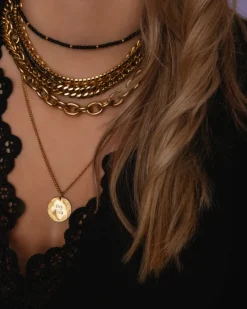 Finaste Ketting graveerbare munt goud kleurig New