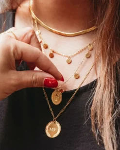 Finaste Ketting graveerbare munt goud kleurig New