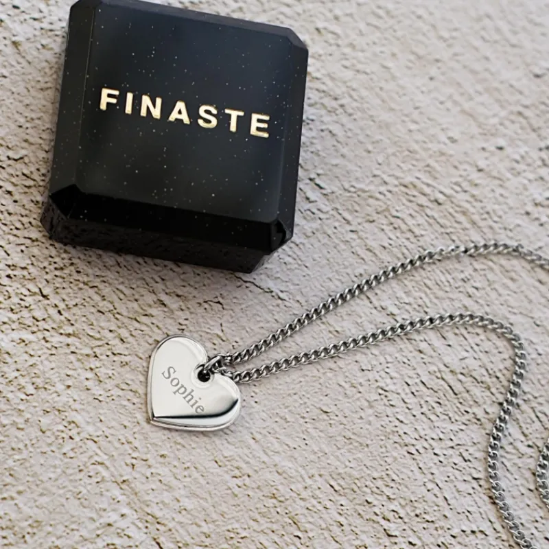 Finaste Ketting Hartje met naam kleur zilver Sale