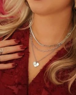 Finaste Ketting Hartje met naam kleur zilver Sale