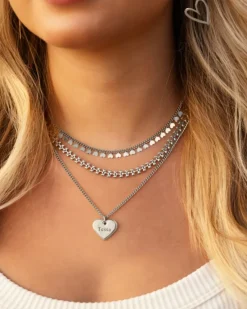 Finaste Ketting Hartje met naam kleur zilver Sale