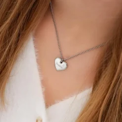 Finaste Ketting Hartje met naam kleur zilver Sale