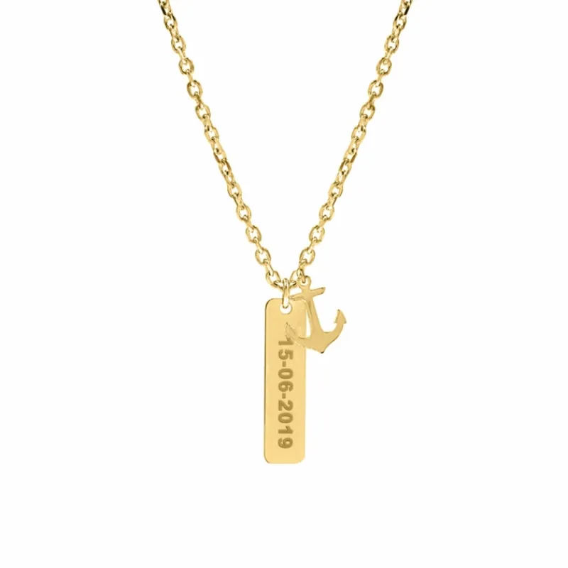 Finaste Ketting mannen met naam anker goud kleurig Discount