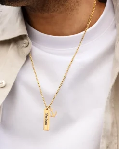 Finaste Ketting mannen met naam anker goud kleurig Discount