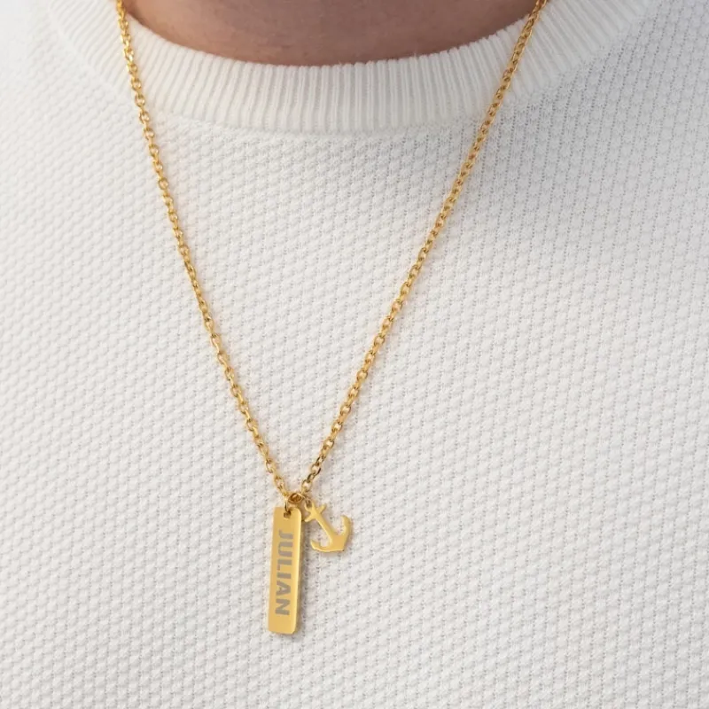 Finaste Ketting mannen met naam anker goud kleurig Discount