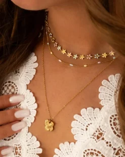 Finaste Ketting met bolletjes pastel goudkleurig New