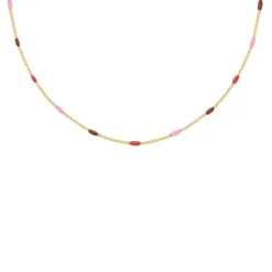 Finaste Ketting met bolletjes pink color mix goudkleurig Sale