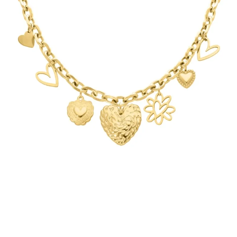 Finaste Ketting met hartjes bedels goudkleurig Sale