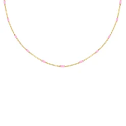 Finaste Ketting Met Roze Bolletjes Goudkleurig Clearance