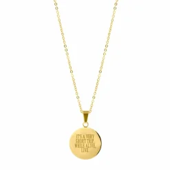 Finaste Ketting Met Tekst Rond Goud Kleurig Fashion