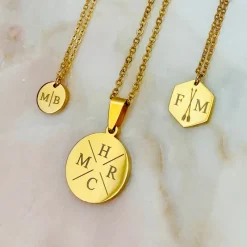 Finaste Ketting Met Vier Initialen Goud Kleurig Discount