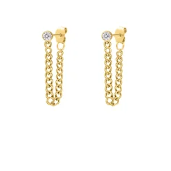 Finaste Ketting Oorbellen Little Stone Kleur Goud Best
