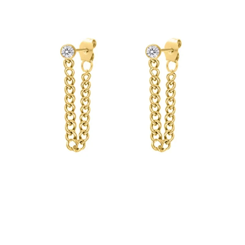 Finaste Ketting Oorbellen Little Stone Kleur Goud Best