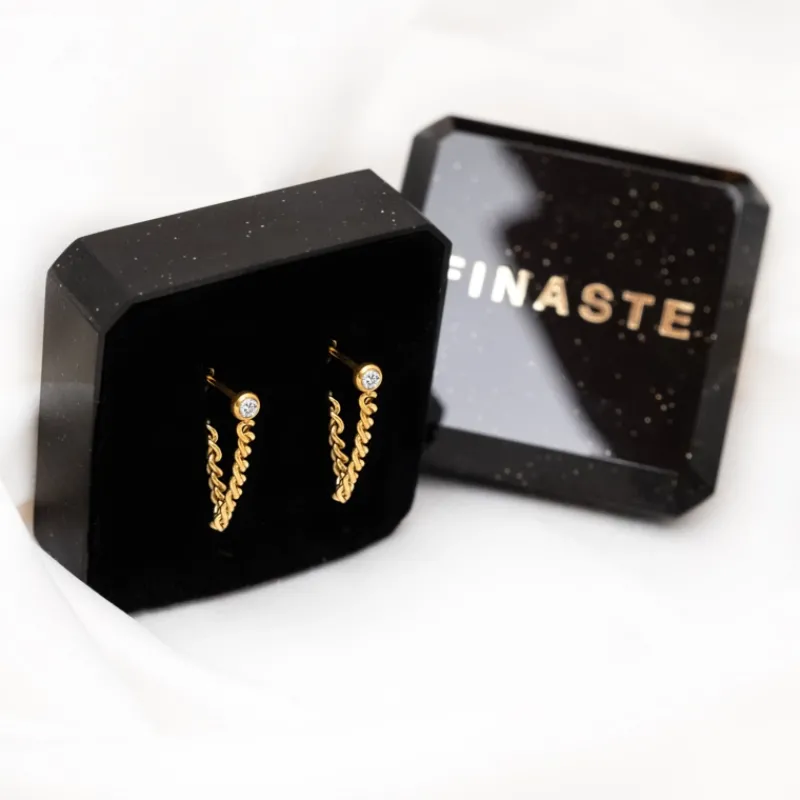 Finaste Ketting Oorbellen Little Stone Kleur Goud Best
