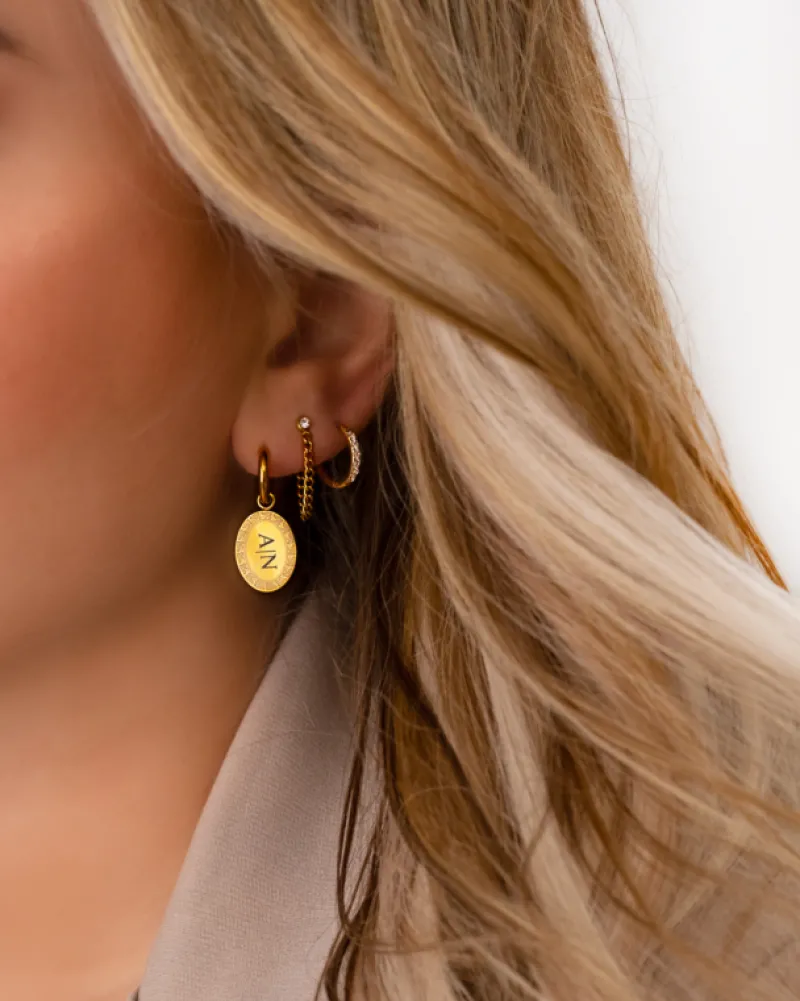 Finaste Ketting Oorbellen Little Stone Kleur Goud Best
