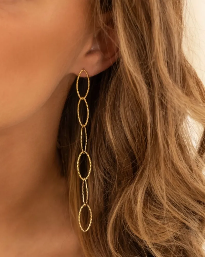 Finaste Ketting oorbellen long chain goudkleurig Clearance