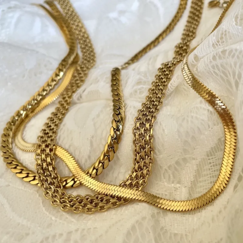 Finaste Ketting platte chain goud kleurig Discount