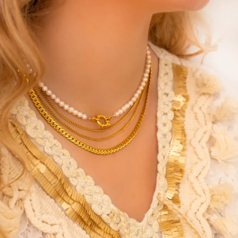 Finaste Ketting platte chain goud kleurig Discount