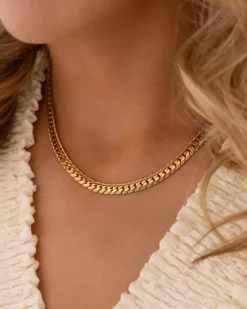 Finaste Ketting platte chain vintage goudkleurig Online