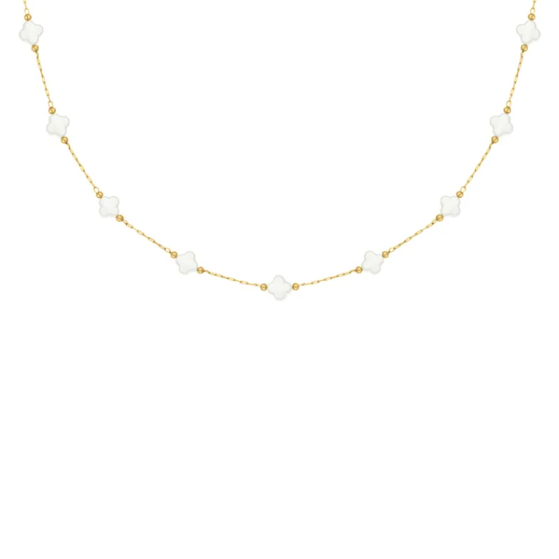 Finaste Ketting witte clovers goudkleurig Sale