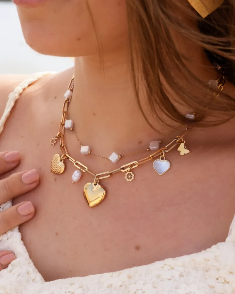 Finaste Ketting witte clovers goudkleurig Sale