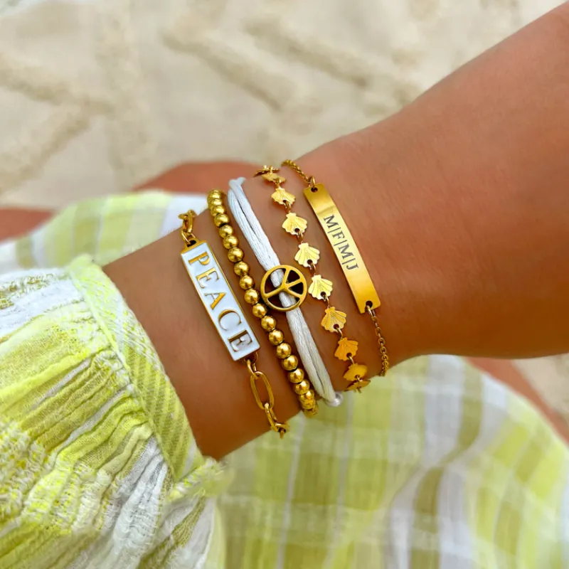 Finaste Kralen Armband Bolletjes Goudkleurig Outlet