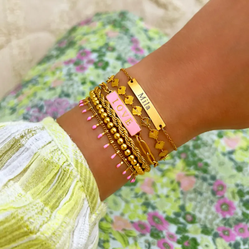 Finaste Kralen Armband Bolletjes Goudkleurig Outlet