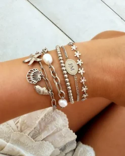 Finaste Kralen Armband Bolletjes Zilverkleurig New