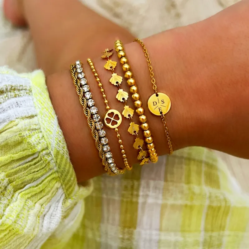 Finaste Kralen Armband Bolletjes Goudkleurig Outlet