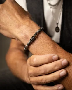 Finaste Kralen armband heren met naam zwart Online