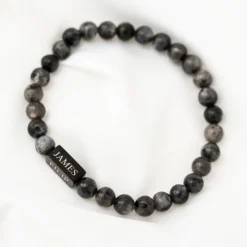Finaste Kralen armband heren met naam zwart Online